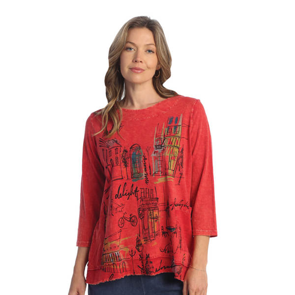 Jess & Jane "Cityscape" Mineral Washed Double Gauze Boxy Top - M94-1878