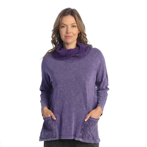 Mineral Washed Cowl Neck Tunic Top - M99