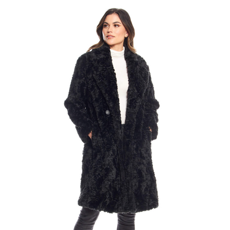 Fabulous Fur Persian Faux-Fur Stroller Coat in Black - 14745-BK
