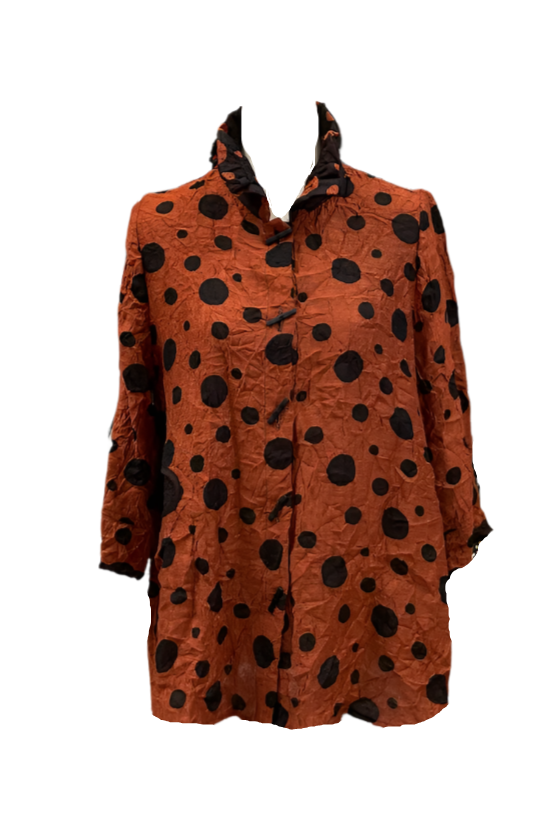 Moonlight Polka-Dot Crinkle Button-Front Shirt - 3920-RST