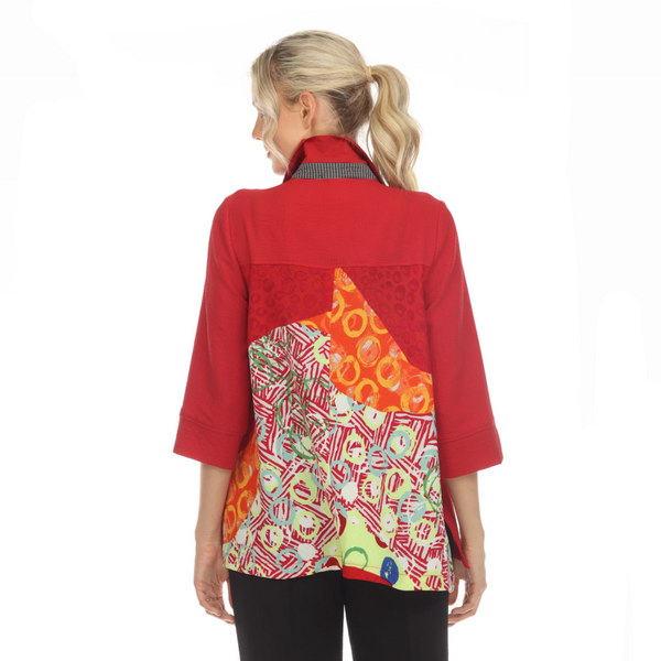 Unique Patchwork Blouse/Jacket in Red - 3648-RD