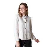 "Harvest Tweed" Brick Stitch Cozy Jacket in Winter White - 89106-WWT