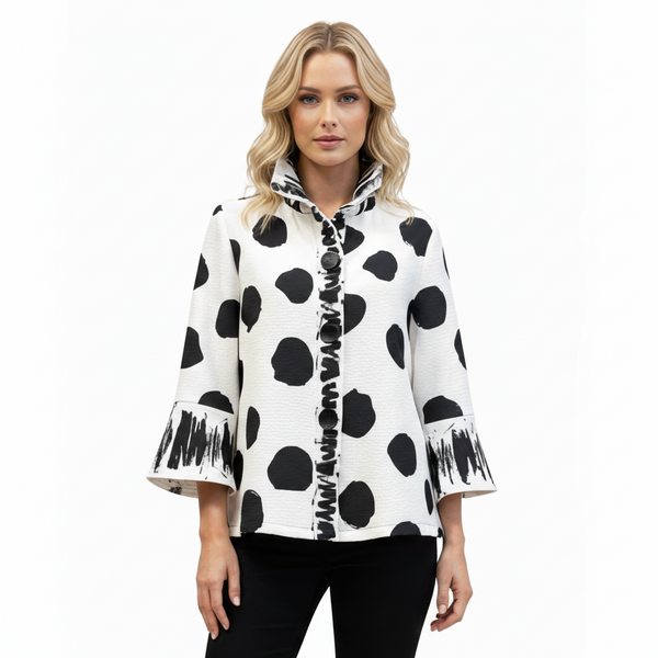 Dots & Scribble Print Jacket in Black & White- 4939-WT