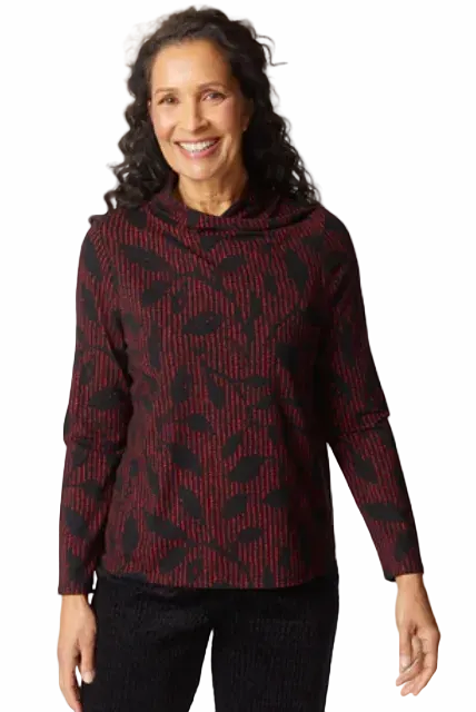 Artful Ruby Red & Black Print Knit Top - 56104