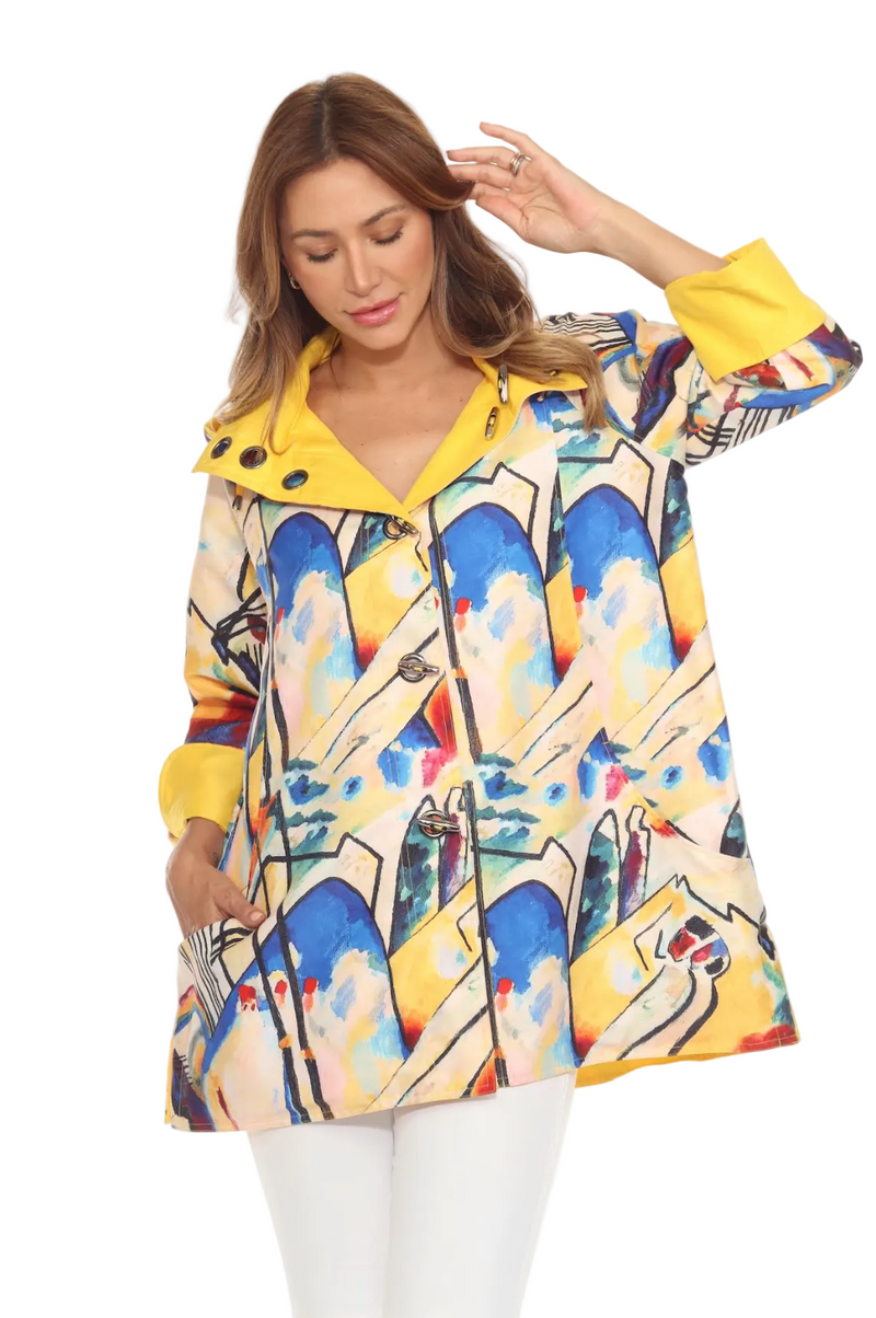 Abstract Art Reversible Hooded Raincoat - J2239RW-4