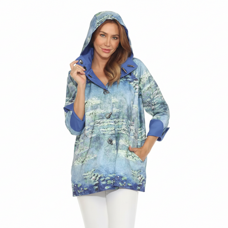 Abstract Art Reversible Hooded Raincoat - J2239RW-6