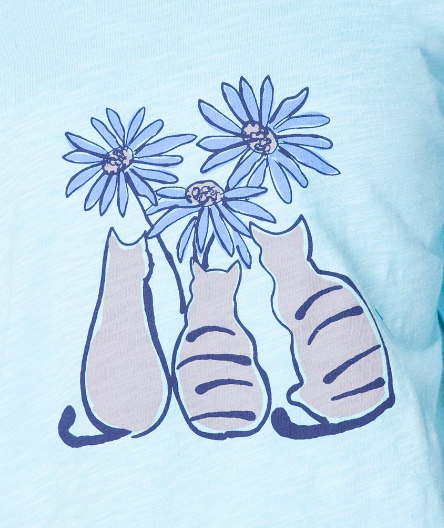 Kitten Trio Hi-Low Tee in Sky Blue- 40604 - Sizes L - XXL