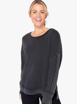 Waffle Knit Crew Neck Pullover - 26533