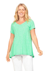 Easy Swing Shape Cotton V-Neck Tunic - 10022