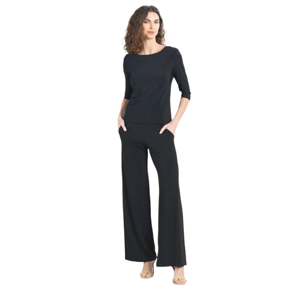 Scoop Neck Half Sleeve Top in Black - T77-BLK - Size XS Only!