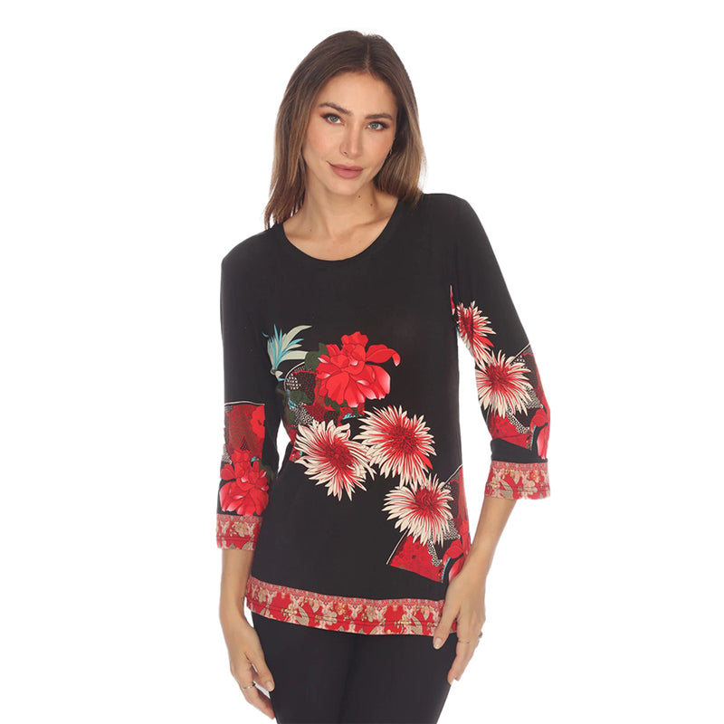 Citron Chrysanthemum Print Border Tee - TCB - Plus Sizes Only!