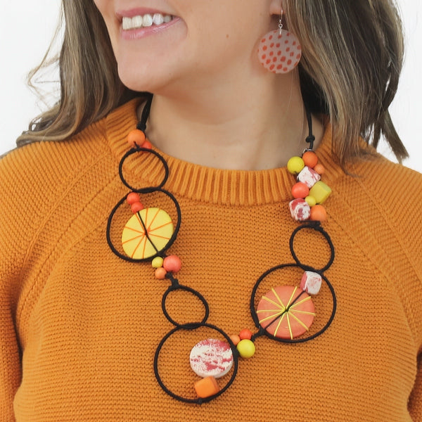 Orange Hayden Disk Necklace