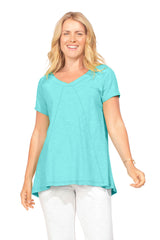 Easy Swing Shape Cotton V-Neck Tunic - 10022