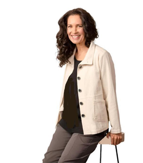 Habitat Corduroy Button Front Swing Jacket in Stone - 45112-STN