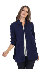 Textured Long Shirt/Jacket in Navy - JG004-NVY