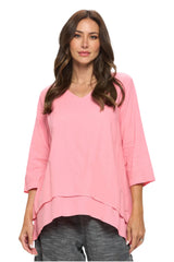 Lightweight Voile Double Layer Tunic in Strawberry Banana - V320-STR