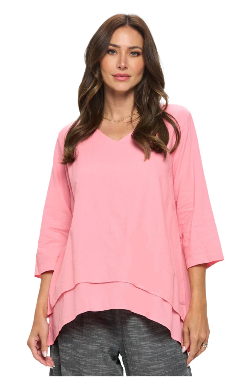 Lightweight Voile Double Layer Tunic in Strawberry Banana - V320-STR