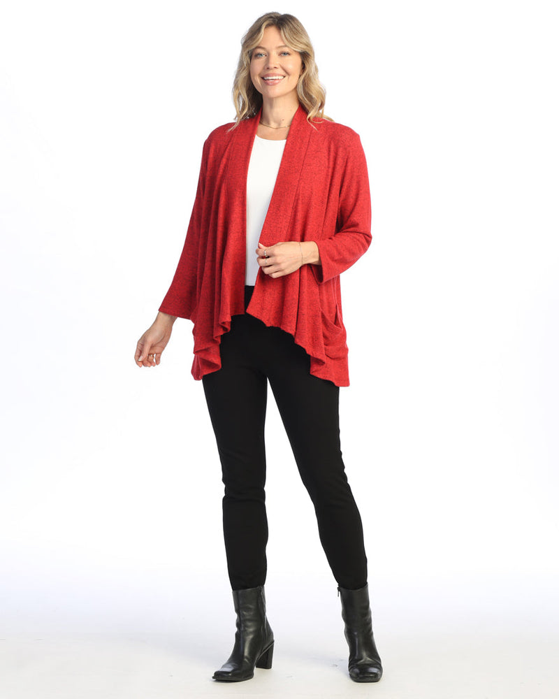 Jess & Jane Brushed Hacci Draped Cardigan - VP4