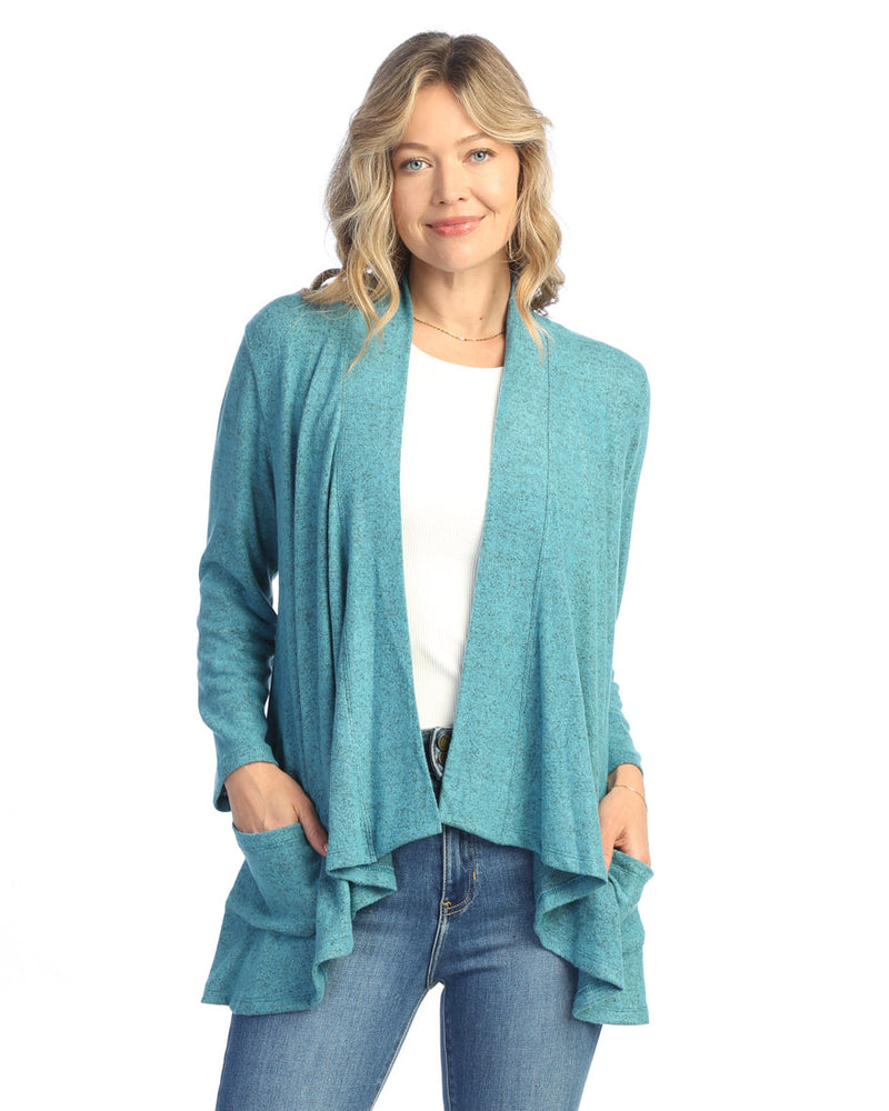 Jess & Jane Brushed Hacci Draped Cardigan - VP4