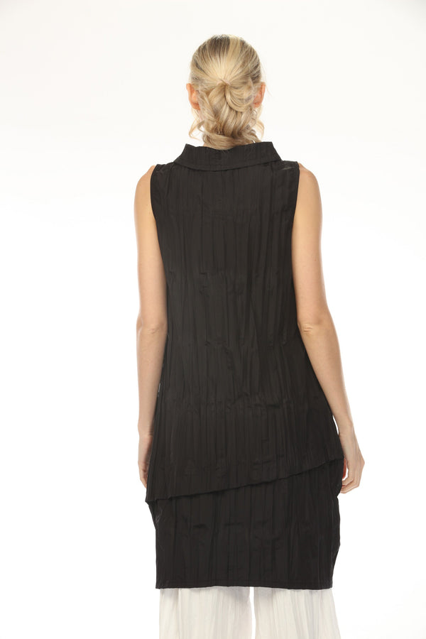 Crinkled Cocoon Tunic in Black - WD2021