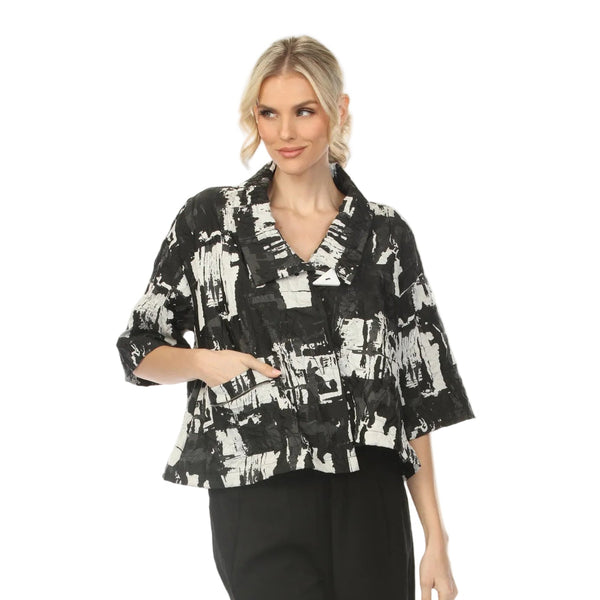 Textured Brushstroke Jacket in Black & White - WJ1011