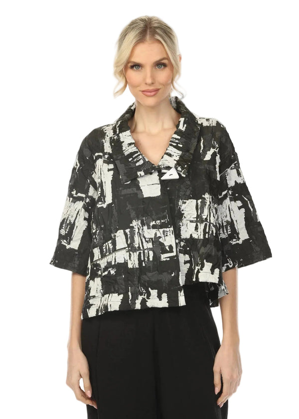 Textured Brushstroke Jacket in Black & White - WJ1011