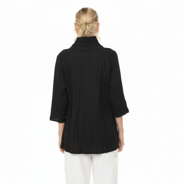 Architectural Textured High-Low Shirt in Black - WJ1020-BLK