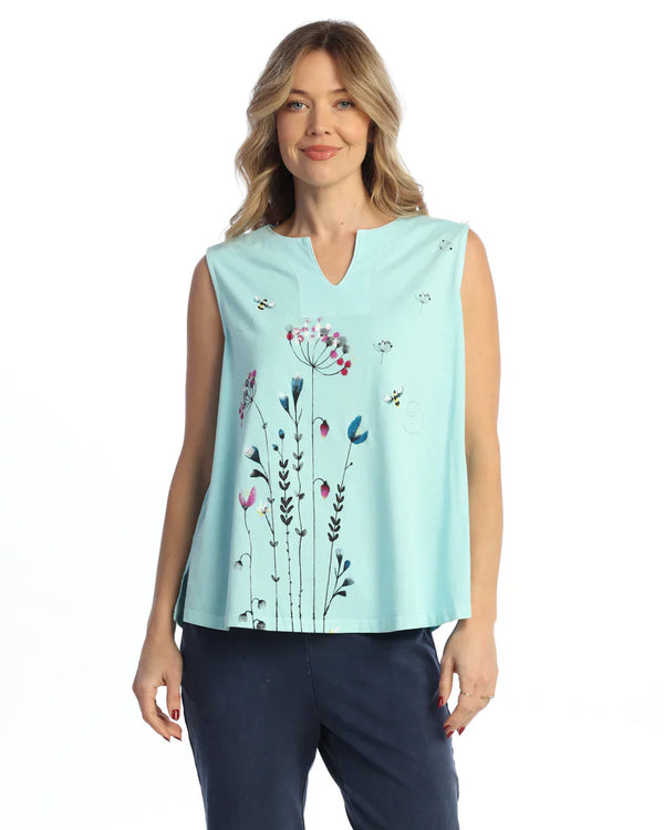 Weekend by Jess & Jane "Busy Bees" Sleeveless Cotton Jersey Top - WK7-1457