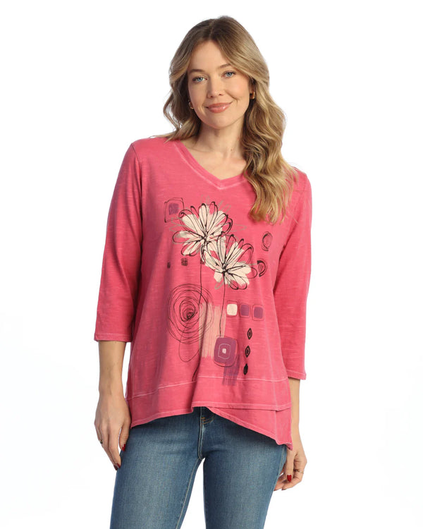 Weekend by Jess & Jane "Mia" V-Neck Tulip Hem Top - WK8-1627