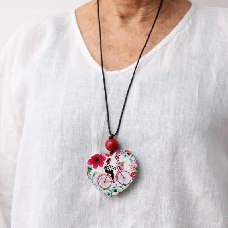 Bicycle Heart Pendant Necklace
