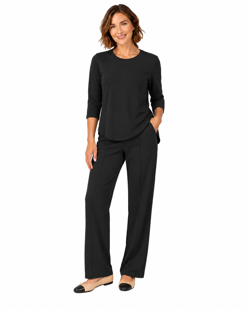Soft Knit Pant Set in Black - ZIASET-BK