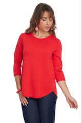 Lior Soft Knit High-Low Top in Red - ZOFI-RD