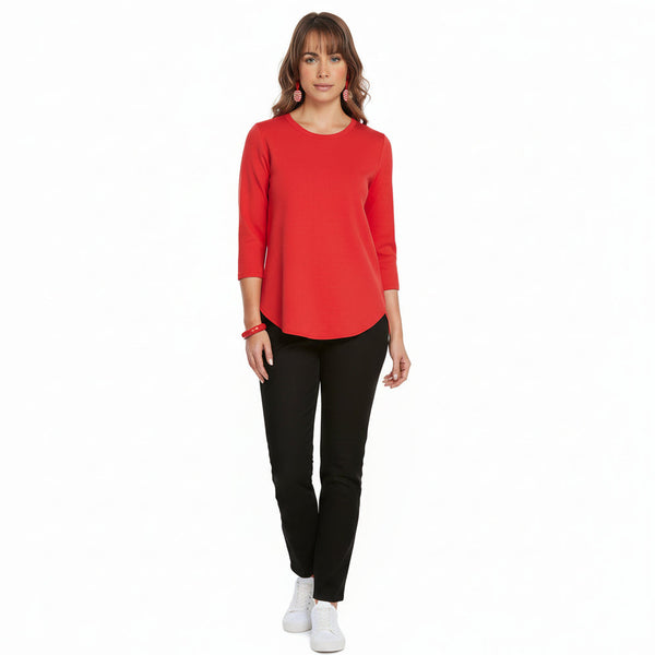 Lior "Zofi" Soft Knit High-Low Top in Red - ZOFI-RD