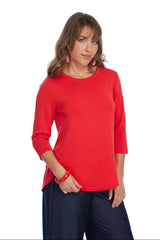 Lior Soft Knit High-Low Top in Red - ZOFI-RD