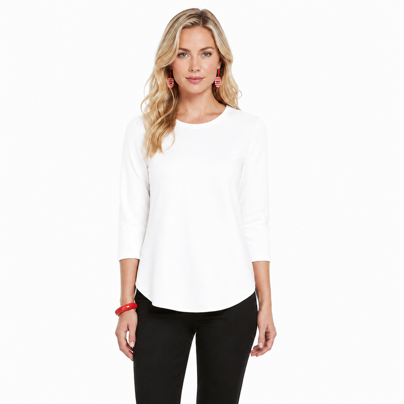 "Zofi" Soft Knit Tunic Top in White - ZOFI-WHT