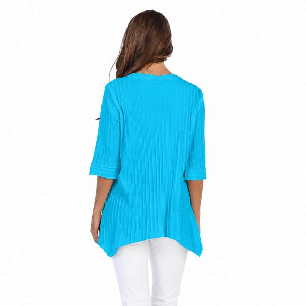 Ribbed Cotton Knit Tunic in Turquoise - CS330-TURQ