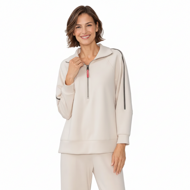 Just In! Soft Techno Stretch Knit Top in Cream - C1160T