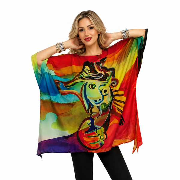 Picasso Inspired Silky Pullover in Multi - NT41-PI