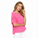 Mineral Washed Cotton Top in Fuchsia - V408-FS