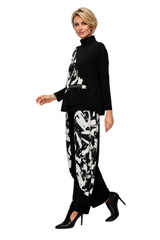 Artful Abstract Colorblock Top in Ivory/Black - 7580T-IV