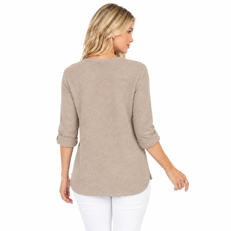 Lightweight Waffle Top in Soy Latte - C691-SOY