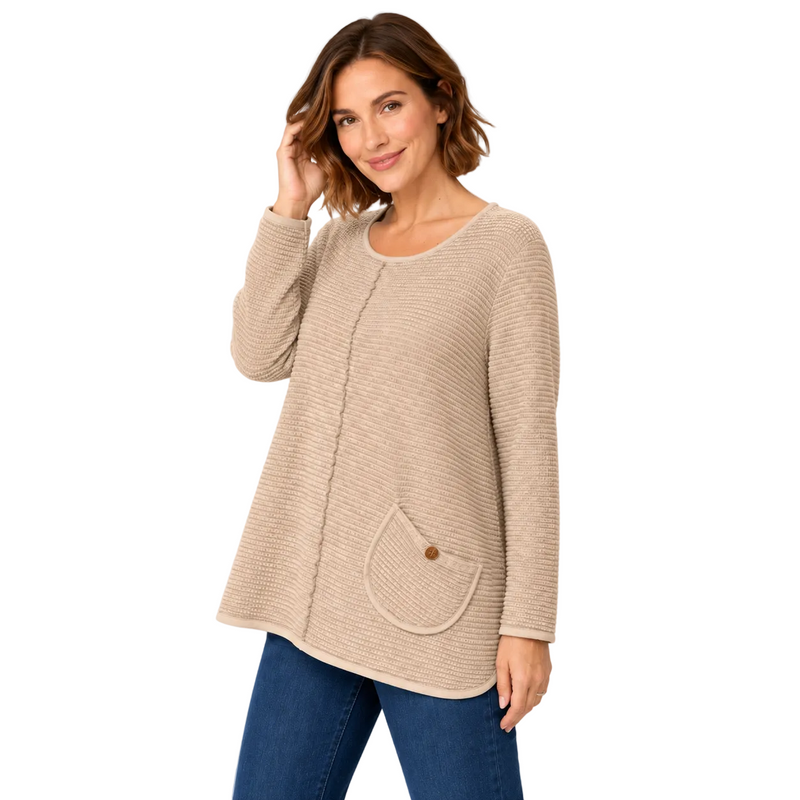 Waffle-Knit Cotton Tunic in Soy Latte - FW136-SL
