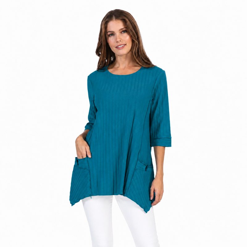 Ribbed Pocket Tunic - CS330-DS - Plus Sizes Only!