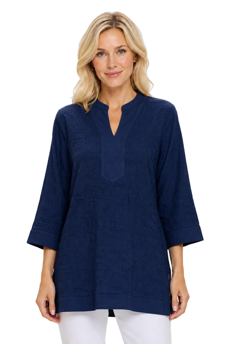 Embroidered Cotton Voile Tunic - EC426