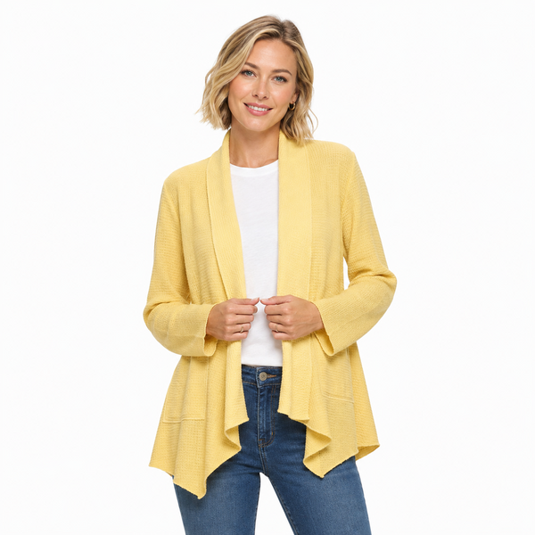 Ultra-Lightweight Waffle Cardigan in Vanilla - LW116-VN
