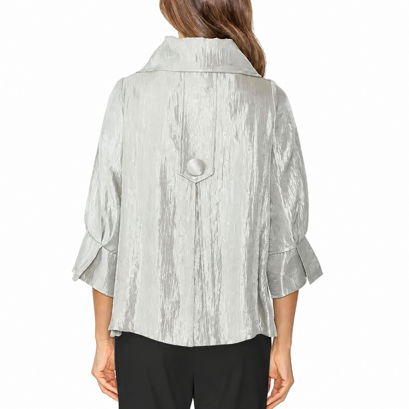 Elegant Three-Button Jacket in Silvery Taupe - 7639J