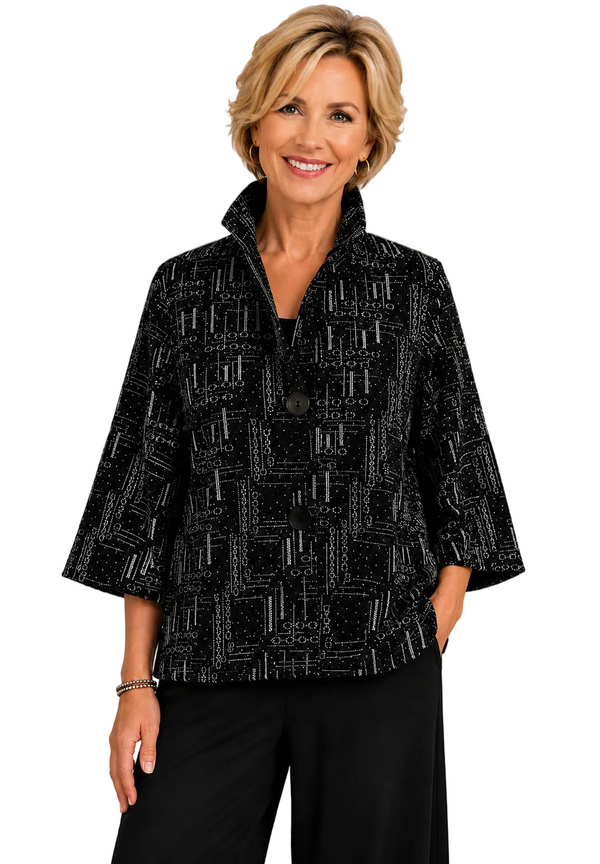 Glitter & Rhinestone Jacket in Silver - 5103-SLV