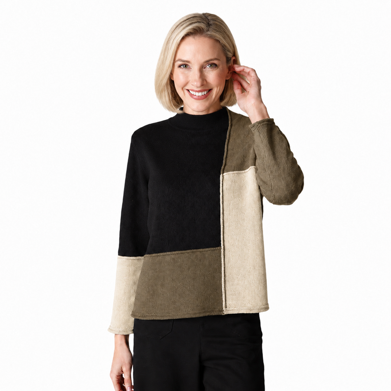 Contrast Colorblock Soft Knit  Pullover - 81254 - Size L Only!