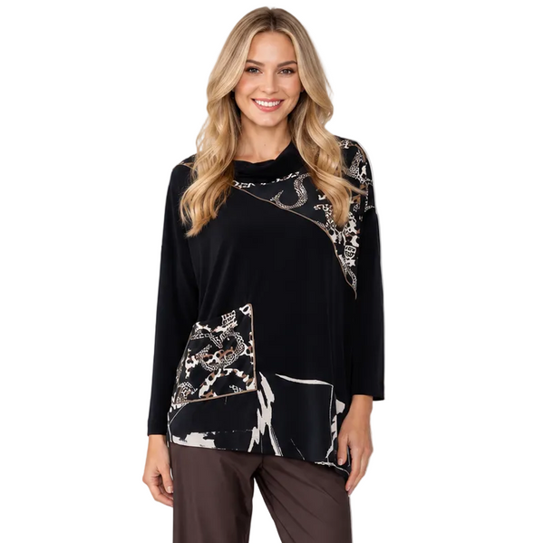 Mixed Animal Print & Solid Tunic - C1215T