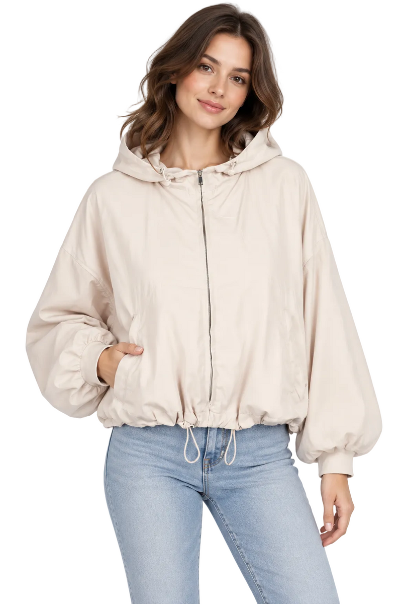 Hooded Windbreaker Jacket in Black - 5154